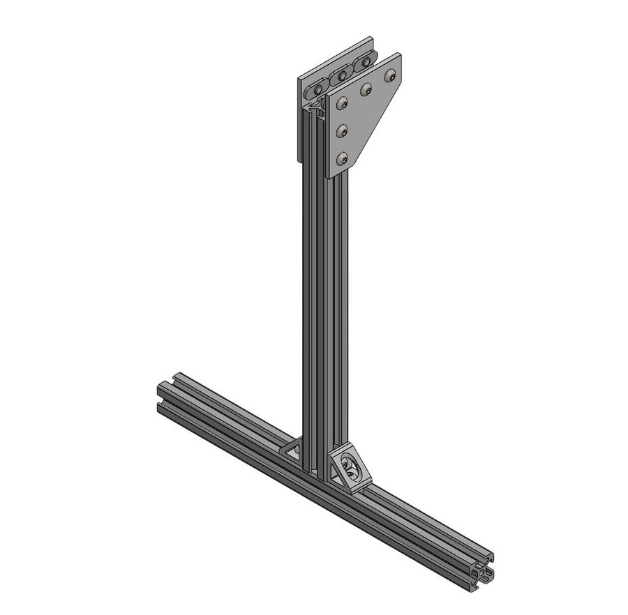 80/20 extrusion bipod stand carrying the launch axis
