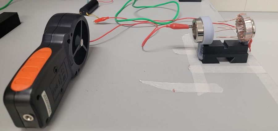 Airflow measured directly with an anemometer at each electrode gap