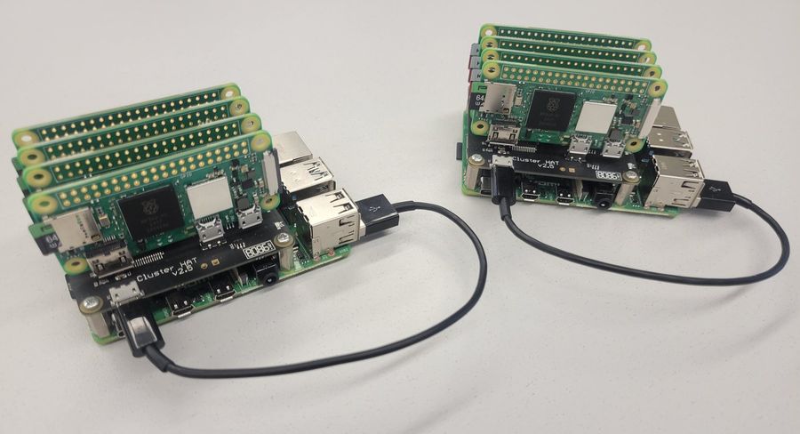 ClusterHAT 2.5 with four Raspberry Pi Zero nodes for distributed verification